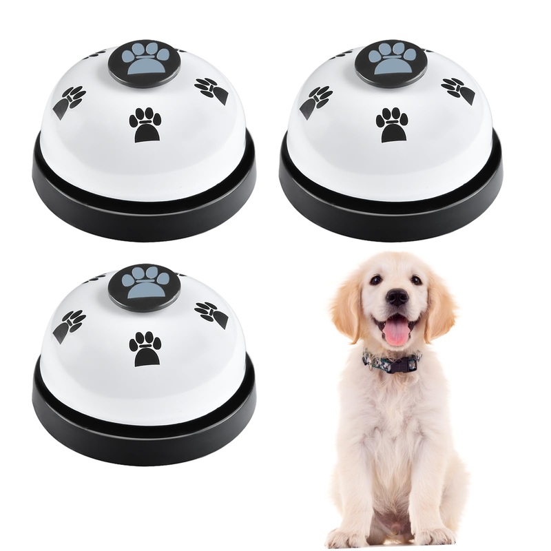 3 Pack Dog Doorbells, Pet Training Bells for Outside Potty Training and Communication, Bell for Dog Cat Puppy Interactive Toys (White, 3 Pack) White