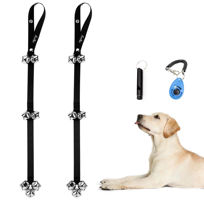 4 pcs set Dog Doorbell for Potty Training. Perfect Choice for Communication with Your Puppy/Dog/Pets. 3-level Adjustable Length with Premium Quality. (Black+Black) Black+Black