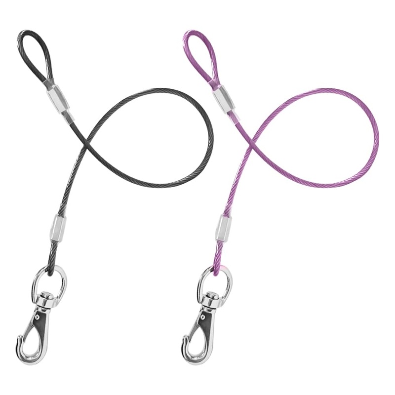 Chew Proof Dog Leash,2Pack Extension Metal Cable Lead,No Tangle Dual Dog Leashes,Multiple Leash for 2 Dogs,DHeavy Duty Dog Leash Extender for Collar &Harness (Black+Purple, 20in/50cm) Black+Purple