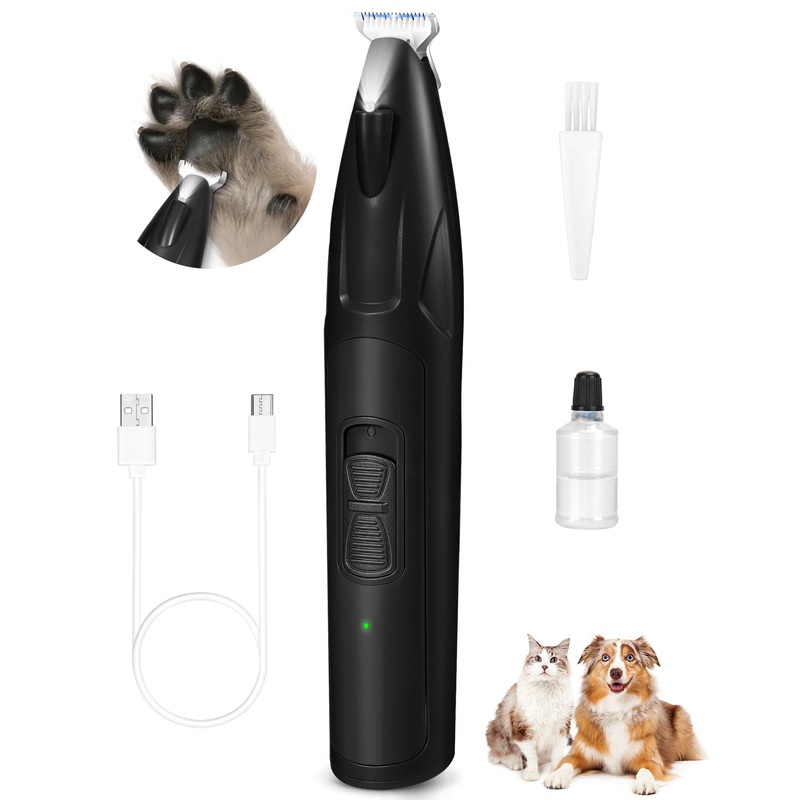Dog Clippers for Grooming, 2 Speed Dog Paw Trimmer with LED Light, Rechargeable Low Noise Pet Shaver for Trimming Dogs Cats Hair Around Paws, Eyes, Ears, Face, Rump (Black) Black