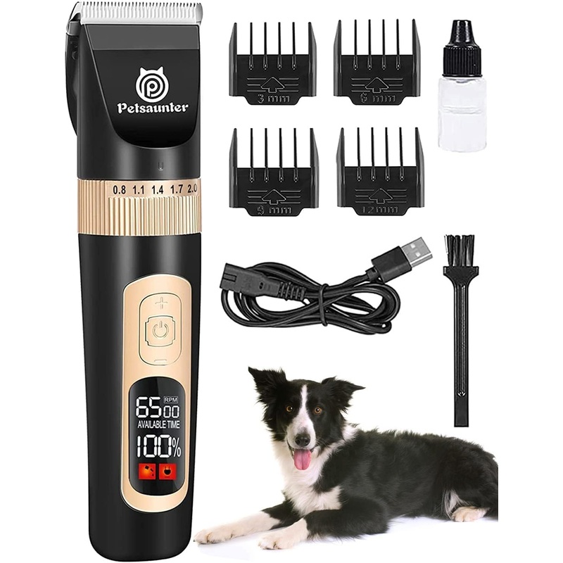 Dog Clippers for Grooming, 4-Speed & LCD, Low Noise Electric Dog Trimmer for Grooming, Cordless Rechargeable Dog Hair Clippers, Super Quiet for Dogs & Pets with Thick or Heavy Coats(C95) C95