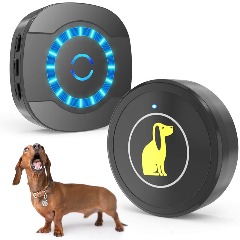 Dog Doorbell, Dog Bell for Training Doggie Door Bell for Dog Puppy Training Sliding Door/Go Outside Doorbell and Waterproof Touch Button 1 Transmitter + 1 Receiver