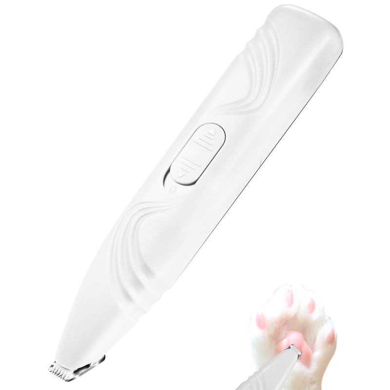 Dog Paw Trimmer for Grooming, Cordless Electric Small Pet Grooming Clippers Hair Trimmer for Dogs Cats, Low Noise for Trimming Pet’s Hair Around Paws, Eyes, Ears, Face, Rump (White) White
