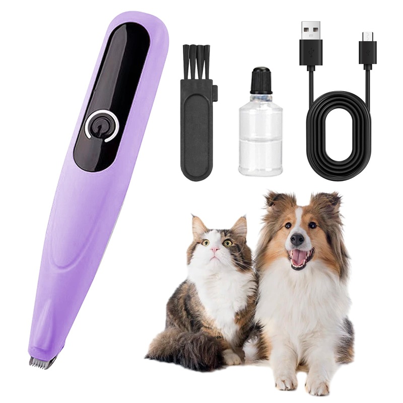 Dog Paw Trimmer with LED LightCordless Rechargeable Dog ClippersLow Noise Dog and Cat ClippersPet Grooming Clippers Hair Trimmer Purple