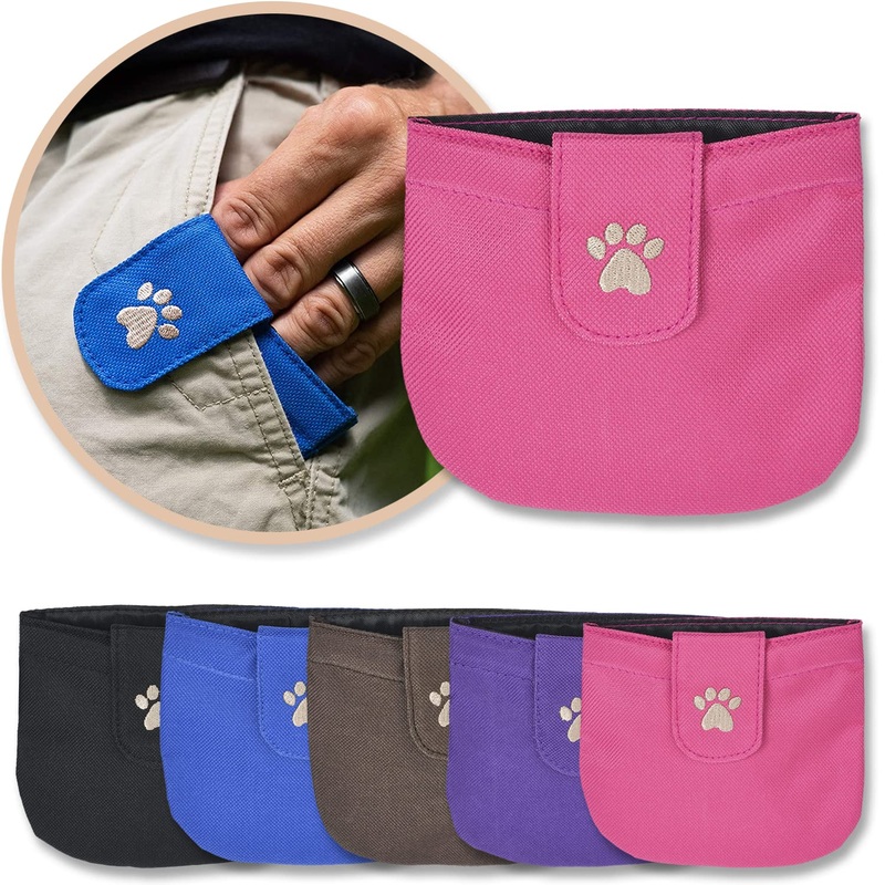 Dog Treat Pouch, Pink Pocket Sized Training Treat Pouch – Lightweight Dog Treat Holder with Magnetic Flap for Stability, Perfect Dog Accessories, Made of Durable Nylon, Machine Washable