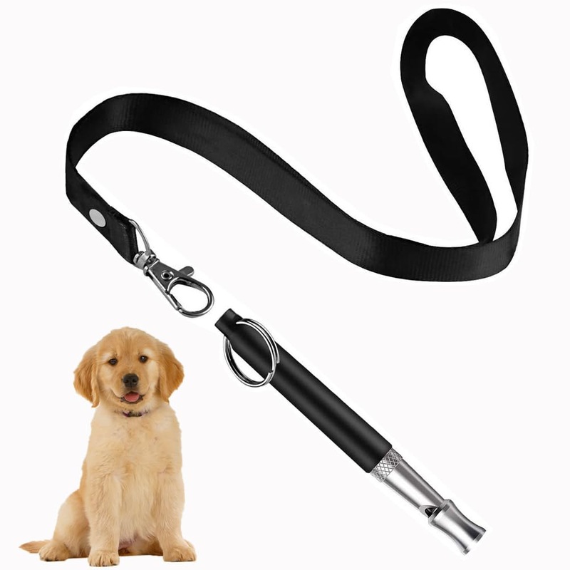 Dog Whistle to Stop Barking, Adjustable Pitch Ultrasonic Training Tool Silent Bark Control for Dogs- Pack of 1 PCS Whistles Black