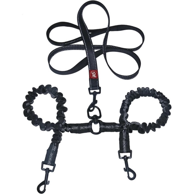 Double Dog Leash Dog Walking Essentials No Tangle Dog Walking Leash for Two Dogs Shock Absorbing Bungees Ideal for Camping Road Trips Beach Essentials & Training for Small Medium & Large Dogs 5-130lbs