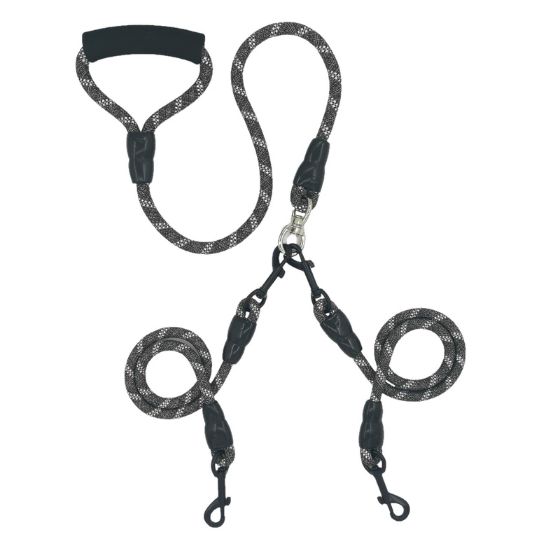 Heavy Two Way Dog Leash,2 Dog Leash Reflective,Detachable 360 Swivel No Tangle,with Soft Padded Handle, for Walking and Training Two Small Medium Large Dog Walking (S/8-45 ibs) S/8-45 ibs Black