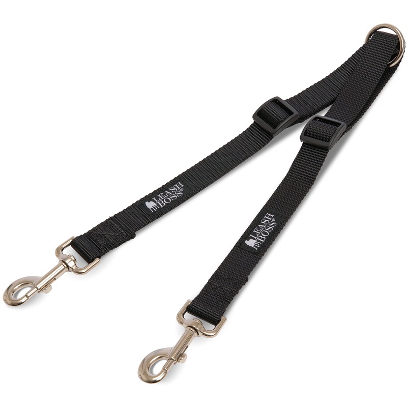 Leashboss Heavy Duty Double Dog Leash Coupler for Large Dogs – 11-20 Inches – Adjustable 1 Inch Nylon Splitter for Two Big Dogs (1 Inch Wide x 11-20 Inches, Black) 11-20 Inch