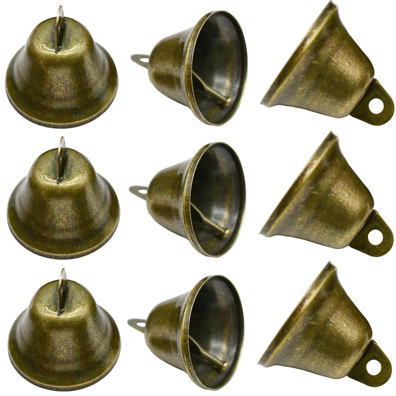 Maydahui 10PCS Small Jingle Bells Bronze Vintage Mini (1.7″X 1.5″) for Dog Potty Training,Dog Door Bell,Wedding, Dog Collar,Christmas Hallowmas Decoration
