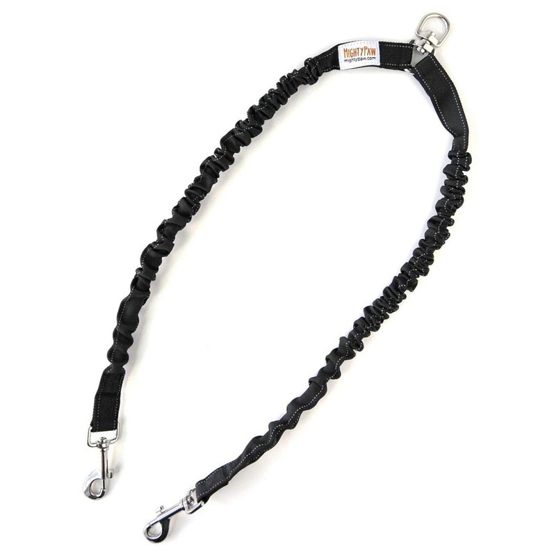 Mighty Paw Double Dog Leash – Force Absorbing Bungee Feature – Dual Dog Leash No Tangle – Quality Dog Leash – Leash Splitter Bungee – 2 Dog Leash Tangle Free (Standard | 30-100lbs | No Handle, Black) Standard | 30-100 lbs | No Handle