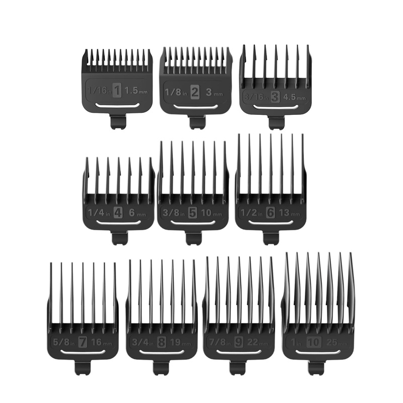 Oneisall 10Pcs Attachment Guide Comb Guards Dog Clippers RFC-676#1-#8, 1.5mm/3/mm/4.5mm/6mm/10mm/13mm/16mm/19mm/22mm/25mm Cut Length, Black