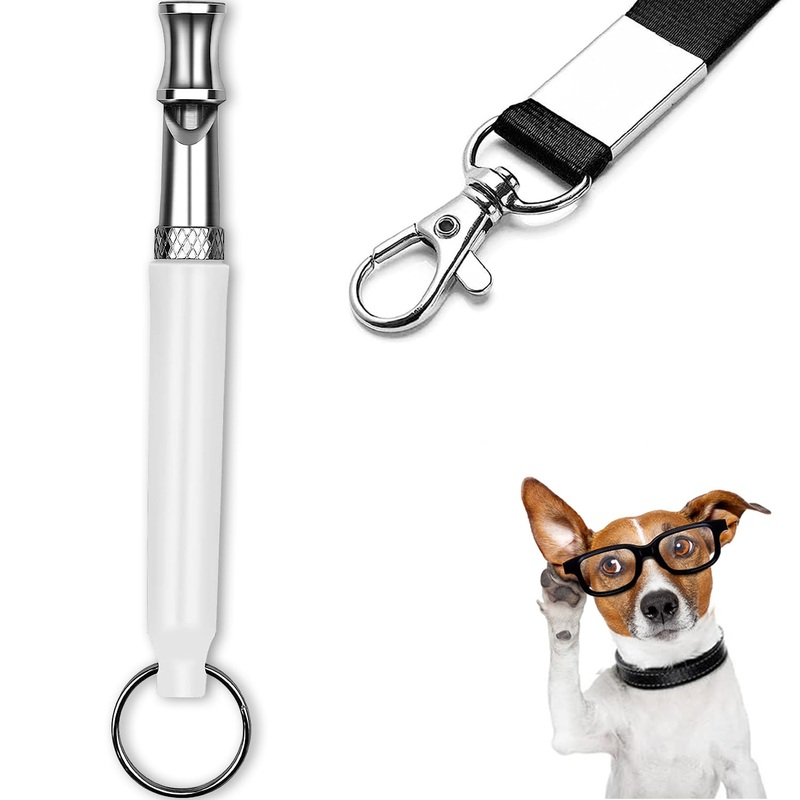 White Dog Whistle to Stop Barking Neighbors Dog,Adjustable Ultrasonic Silent Dog Whistle White