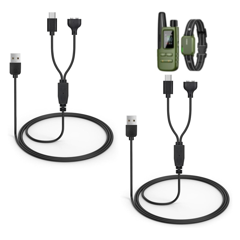 2-Pack Dog Shock Collar Charger Cord Replacement for Jugbow Training Collar, 2-in-1 Magnetic and USB C Charging Cable