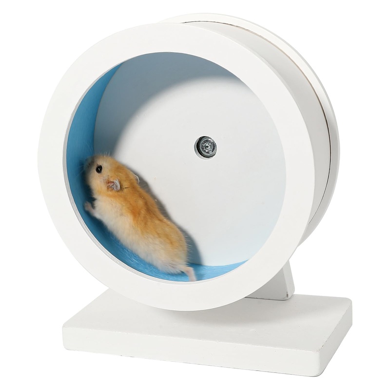 6.0 Inch Blue Hamster Wheel Wooden Silent Training Exercise Wheel Quite Running Spinner Wheel for Dwarf, Gerbil, Guinea pig, Hedgehog, Chinchilla (Grey, Small) 6.0 inch