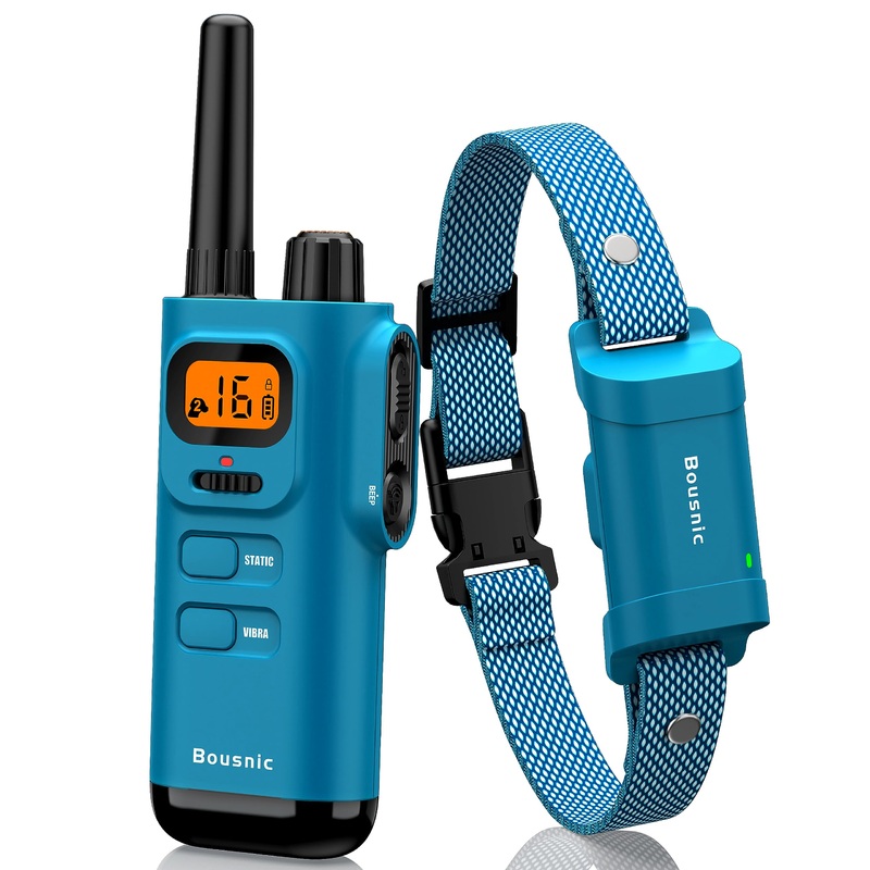 Bousnic Dog Shock Collar with Remote – [New Edition] 4000FT Dog Training Collar for Large Medium Small Dogs (8-120lbs) Waterproof E Collar with Beep, Vibration, Safe Shock Bright Blue