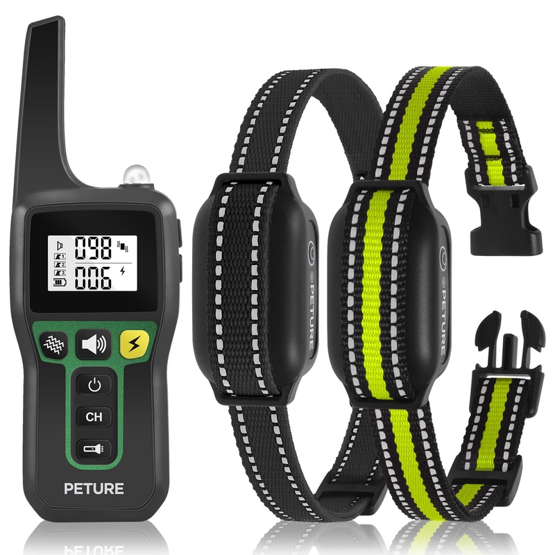 Dog Bark Collar with Remote, 3300Ft Waterproof Shock Collar with Beep, Vibration, Shock and Automatic Mode, Electric Dog Training Collar for 5-120lbs Large Medium Small Dogs(2 Packs)