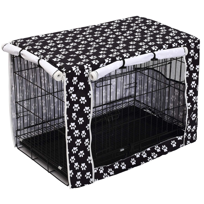 Dog Crate Cover Kennel Dogs Covers fits Small Medium Large crates cage Heavy Nylon Waterproof soundproof Indoor Outdoor – Cover only – Black paw – 36 inch 36.0″L x 23.0″W x 24.0″H