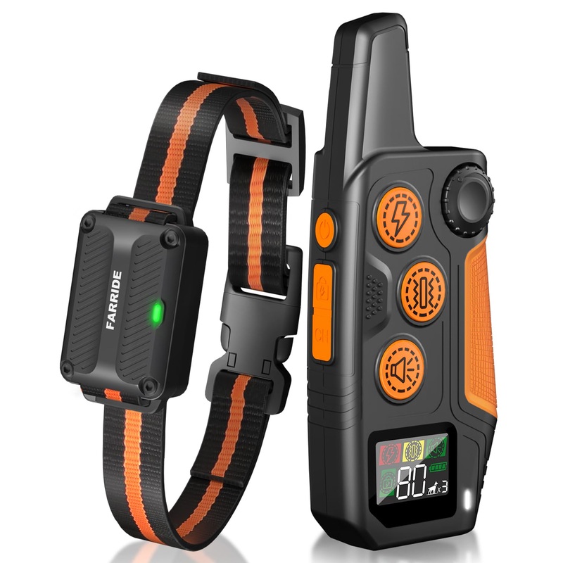 Dog Shock Collar 3300FT 4 Channels Dog Training Collar with Remote for 8-120lbs Small Medium Large Dogs,Waterproof Rechargeable E-Collar with Beep,Vibration,Shock,Safe Lock (Orange) Orange