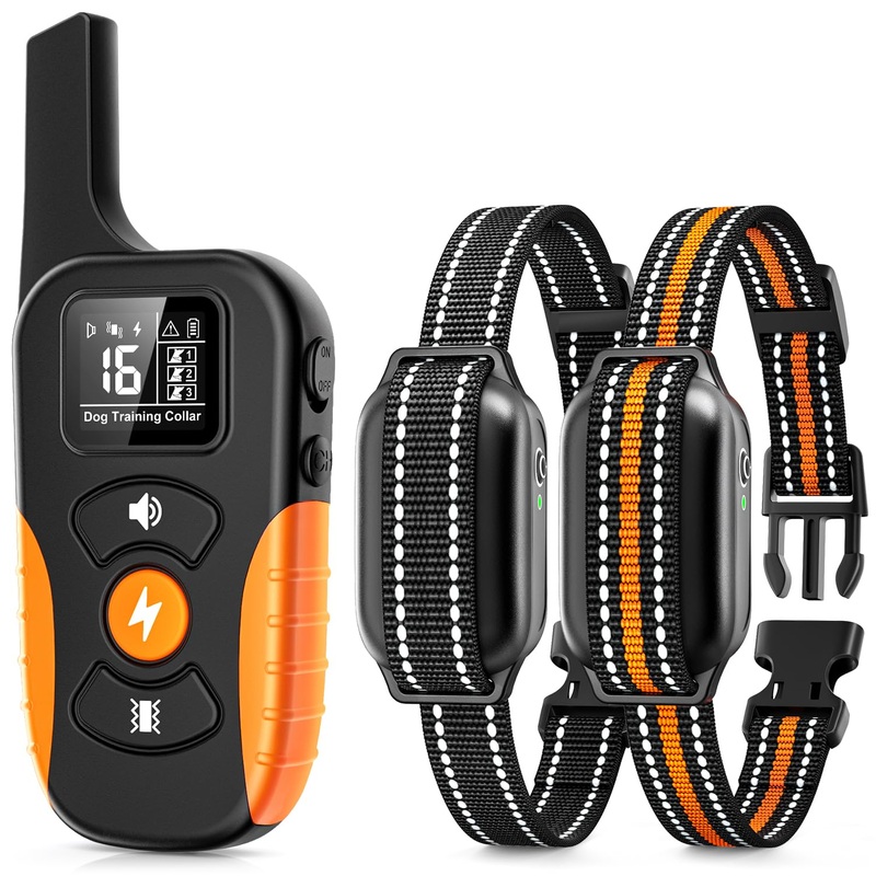 Dog Shock Collar for 2 Dogs (5-120lbs) 3300FT Dog Training Collar with Remote, Rechargeable E-Collar Waterproof Collars with 3 Training Modes for Large Medium Small Dog Orange