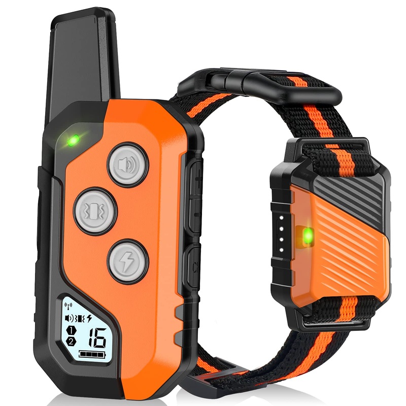 Dog Shock Collar, IP67 Waterproof Dog Training Collar with Remote, 3 Training Modes, Shock, Vibration and Beep, Rechargeable Electric Shock Collar for Large Medium Small Dog 1 Pack Orange