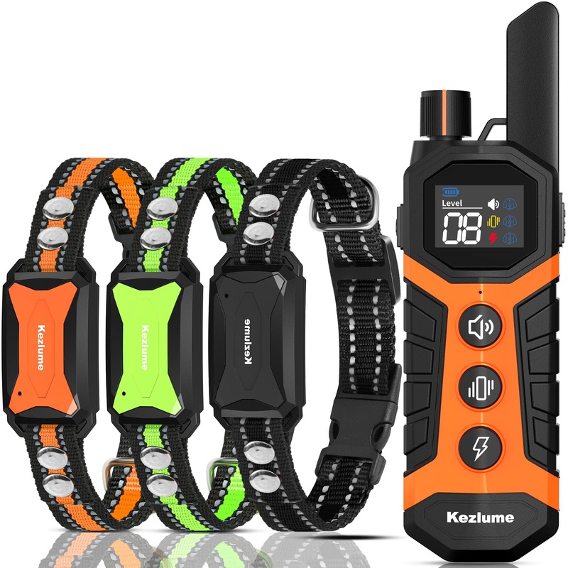 Dog Shock Collar with Remote, 4000Ft Waterproof Dog Training Collar for 5-120lbs Small Medium Large Dogs, 3 Channels, Rechargeable E Collars for Medium/Large 3 Electronic Collars Dogs