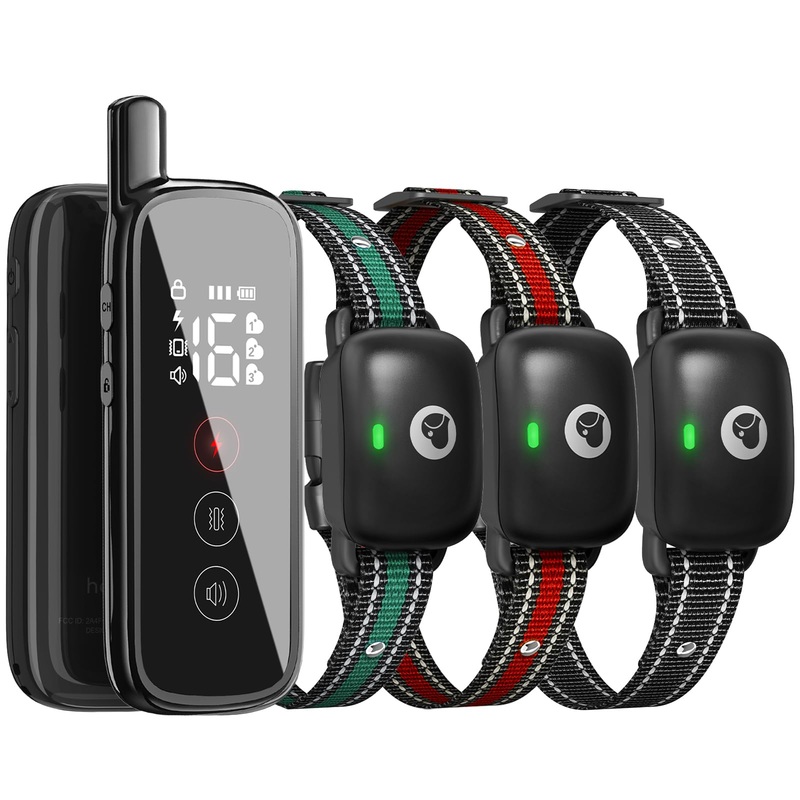 Dog Training Collar, Electric Dog Collar with 2600FT Remote Range, Rechargeable & Waterproof, 3 Training Modes, Security Lock, Ideal for Dogs of All Breeds, Sizes 3x Dogs (Black)