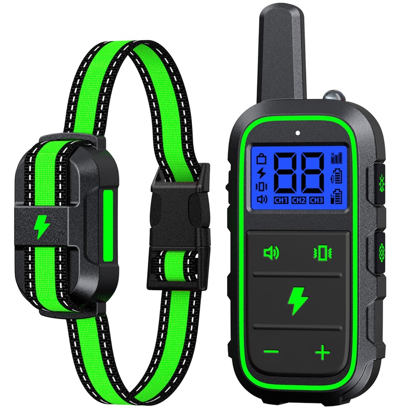Dog Training Collar Electric Dog Shock Collar with 4 Training Modes and Waterproof Rechargeable Remote Range 3300Ft for Large Medium Small Dogs (Green) Green