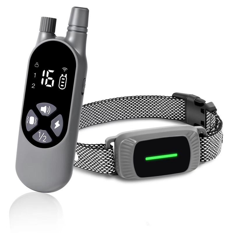 Dog Training Collar with Remote, Rechargeable Thunbest Dog Shock Collar for Small Medium Large Dogs, Electric Shock Collar with 3 Training Modes Shock Vibration and Beep Up to 1000 ft Range(Grey)