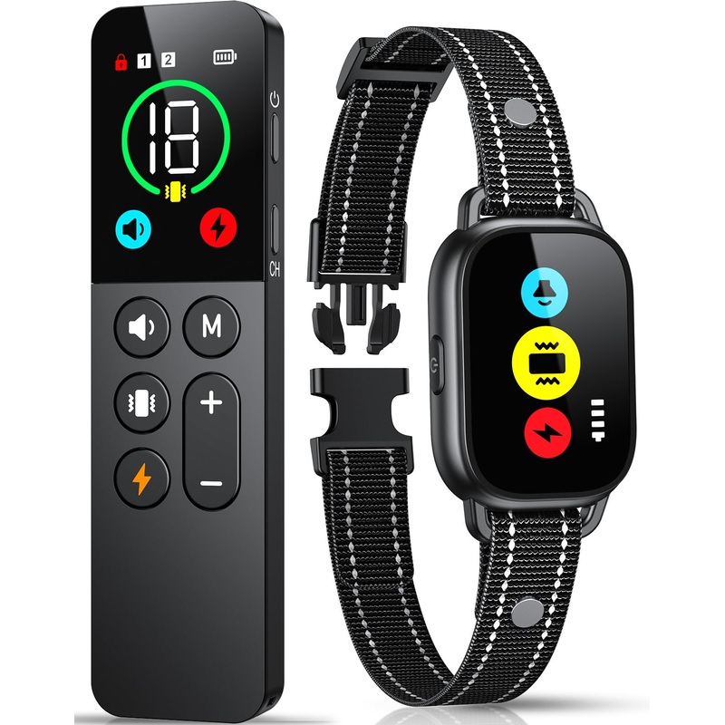 Dog Training Collar with Remote, Smart Dog Shock Collar with 3 Training Modes and Training Icons, Waterproof Electric Dog Shockers for Large and Medium Dogs (8-120 LBS) Black