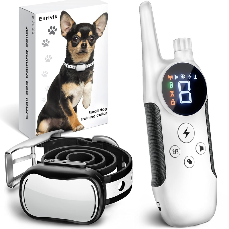 Extra Small Size Dog Training Collar with Remote for Small Dogs 5-15lbs and Puppies with Shock – Waterproof & 1000 Ft Range White