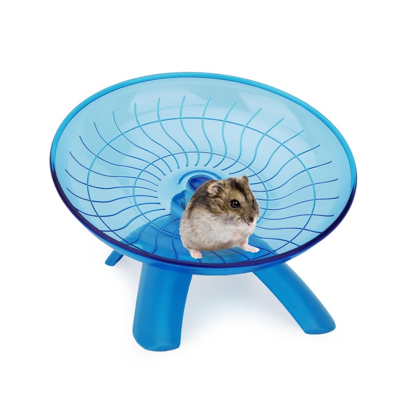 Hamster Wheel Silent Hamster Exercise Wheel Running Spinner Hamster Flying Saucer for Hamsters Gerbils Mice and Other Small Pets (Blue) Blue