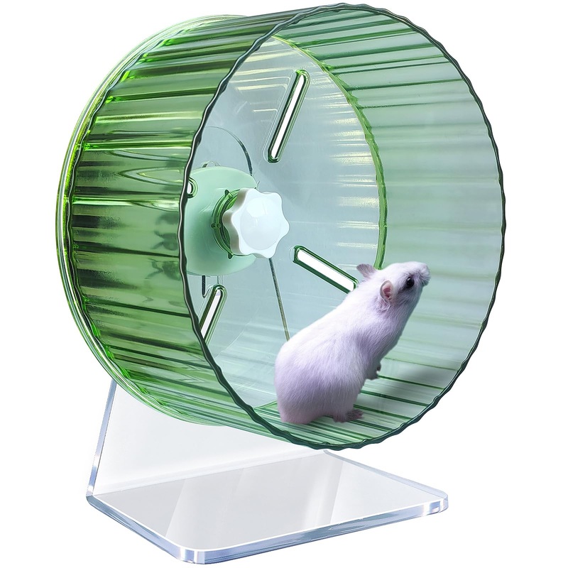 Hamster Wheel,Silent Hamster Wheel,Quiet Hamster Wheel,Hamster Exercise Wheel,Adjustable Stand Silent Hamster Wheel for Hamsters,Gerbils,Mice,Small Animals ( 6.7 inch, Green)  6.7 inch