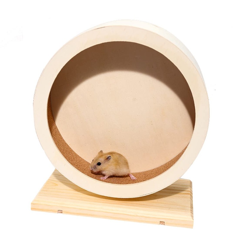 Hamster Wooden Silent Wheel, Small Animal Exercise Wheel Accessories, Quiet Spinner Hamster Running Wheels Toys for Hamsters,Guinea Pig, Gerbils, Mice and Other Small Pets,8.2′ Medium Size