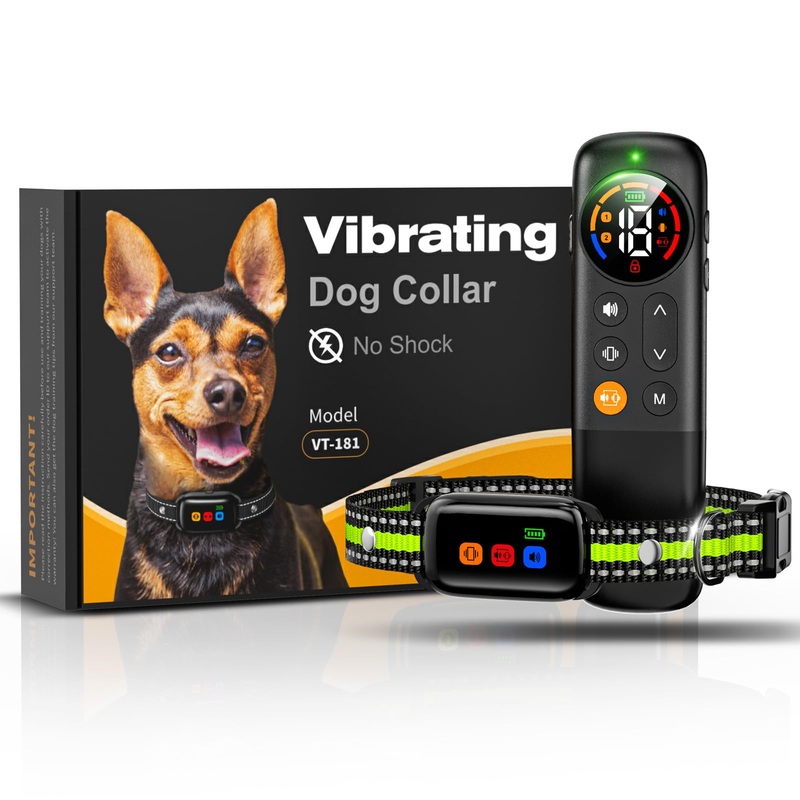 No Shock Dog Training Collar, 2024 Vibrating Dog Collar with Remote 2000ft, Beep and Vibration Collor for Dogs 10-120lbs, Waterproof | Safe Lock | Painless&Humane to Stop Bad Behaviors