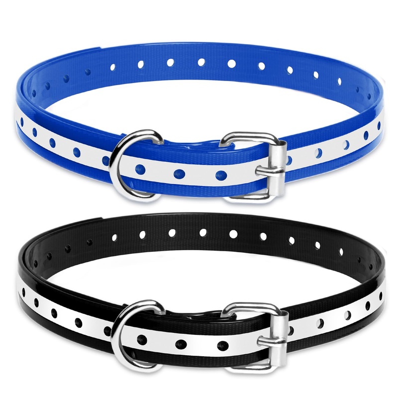 PaiPaitek Shock Collar Replacement Strap for Most of Training Collar, 3/4 Inch Dog Collar Replacement for Wireless Fence and Bark, Adjustable Reflective TPU Collar Strap – 2 Pack TPU Reflective Red and Orange