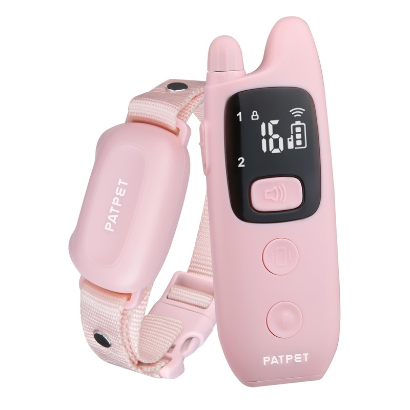PATPET Dog Shock Collar with Remote – Waterproof Dog Training Collar for Small Medium Large Dogs with Beep, Vibration and 16 Static Levels Shock Pink One Collar