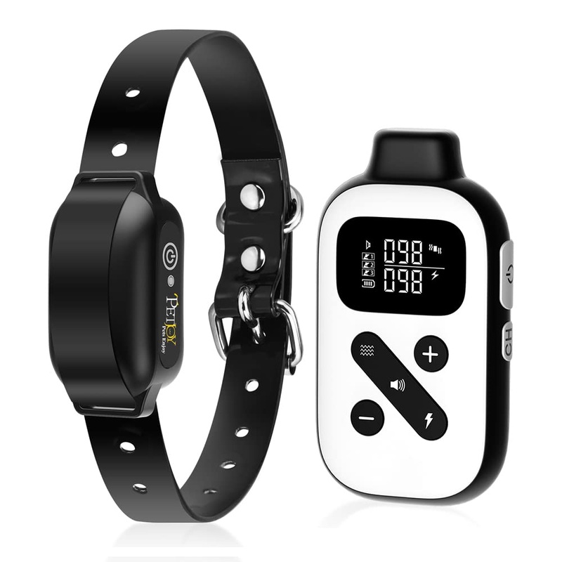 PetJoy Bark Collar with Remote, Bark and Training Collar Combo, Shock Collar for Large Dogs, Auto Bark Collar – Shock, Vibration, Beep and Auto Mode (Level 1-5), Remote Range 2800 Ft