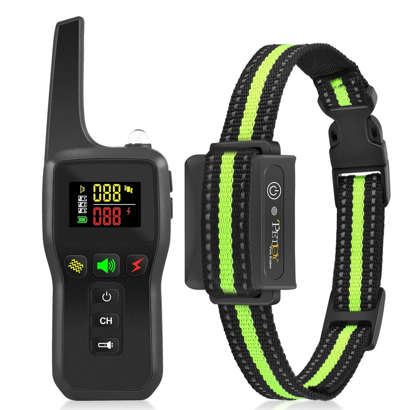 PetJoy Dog Bark Collar with Remote, Bark and Training Collar 2-in-1, Auto Bark Collar with Safe Shock (Level 1-100), Vibration (Level 1-100), Auto Mode (Sensitivity 1-5) and Beep
