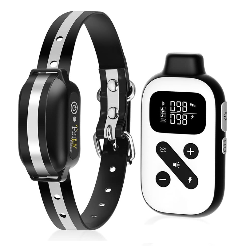 PetJoy Shock Collar for Large Dogs, Bark Collar with Remote, Bark and Training Collar 2 in 1, Auto Bark Collar – Shock, Vibration, Beep and Auto Mode (Level 1-5), Remote Range 2800 Ft