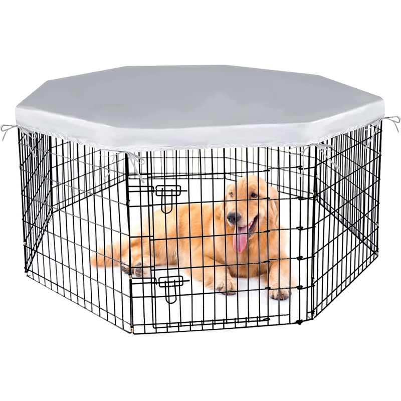 PINVNBY Dog Playpen Cover, dog Pen cover for Waterproof Sunproof, Universal Dog Pen Top Cover for Indoor and Outdoor Use, pet Pen Cover Fits 26″ Wide 8 Panels Dog Playpen (Cover only) 26 inches