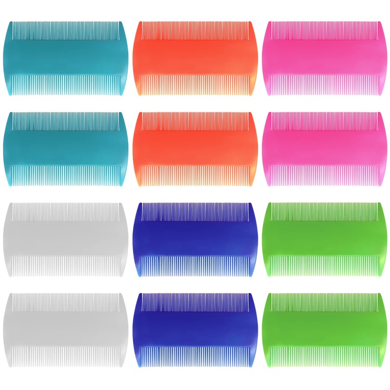 12 Pieces Flea Comb, Dog Flea Comb Flea Comb for Cat with Double-side Design Multi-colored PP Materials Sturdy Reusable Lightweight Flexible Lice Comb for Kitten Puppies