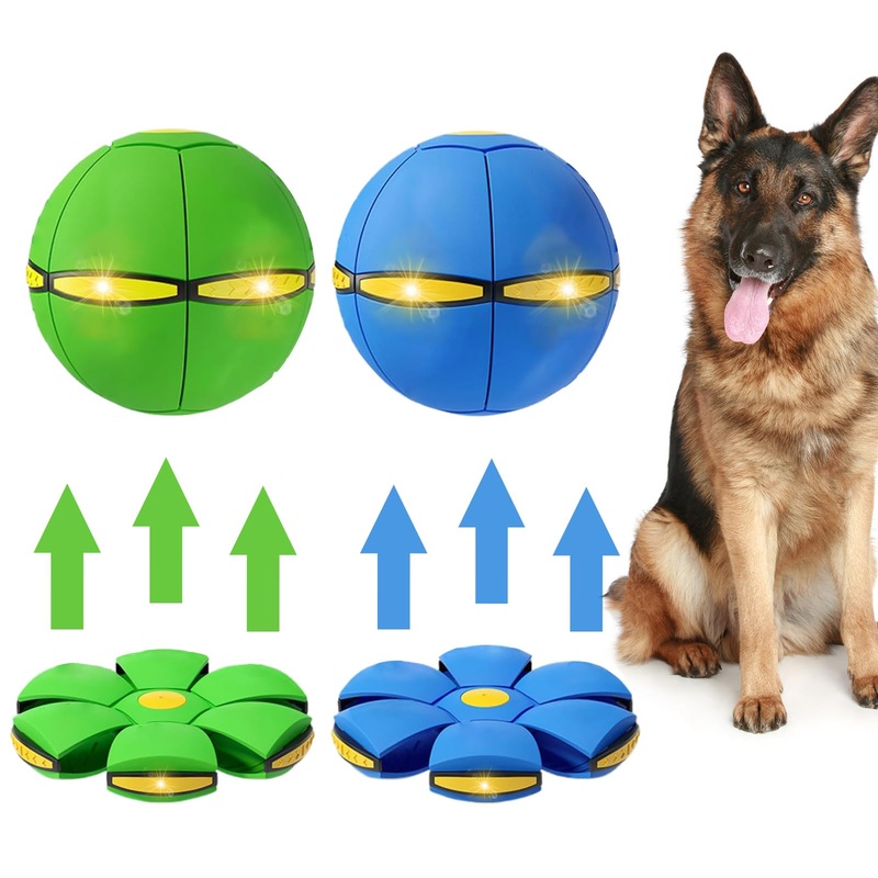 2PCS Dog Flying Disc Toy, Pet Toy Flying Saucer Ball with 3 Light for Dogs, Flying Saucer Ball Dog Toy Outdoor Toy Doggy Disc Ball, Outdoor Games