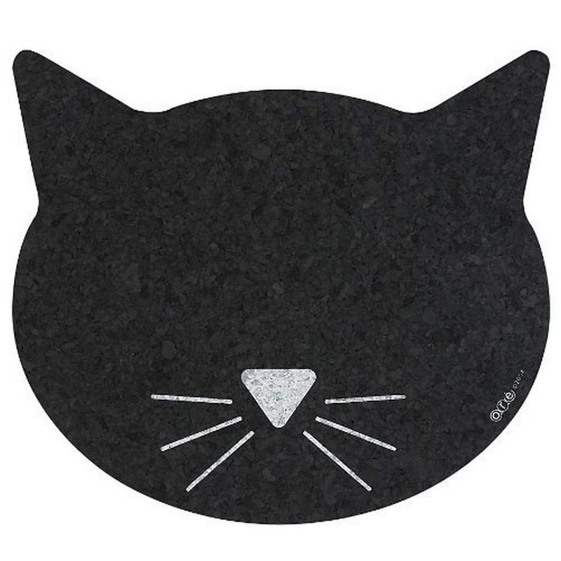 Black Cat Face Recycled Rubber Pet Placemat,Size: 1 Pack