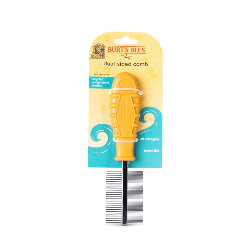Burt’s Bees for Pets Dual Sided Flea Comb with Handle Made from Recycled Plastics Collected from Coastal Communities | 2-in-1 Grooming Tool for Dogs | Dog Comb Removes Fleas & Flea Eggs Dual Sided Plastic Comb 6 Inch