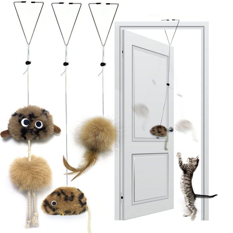 Cat Toys for Indoor Cats,Interactive Door Hanging Cat Toys Attached with Catnip/Feathers/Birds/Mouse Toys for Cats/Kitten Toys(3 Pack) 002 quantity