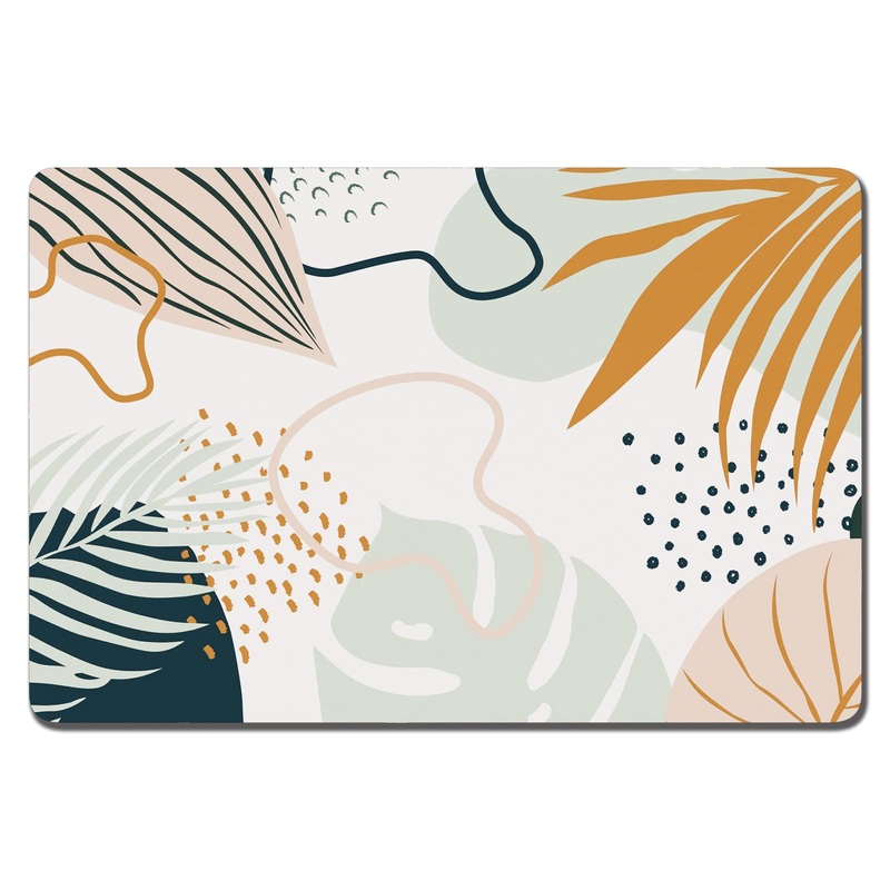 Dog Food Mat, 12″x19″ Boho Dog Mat for Food and Water, Absorbent Dog Cat Bowl Mat Protect Floors, Cute Pet Food Mats for Dog Cat, Anti-Slip Rubber Pet Feeding Mat, Tropical Leaves Pet Placemat Boho Tropical Leaves 12″x19″