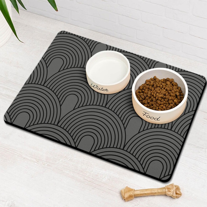 Dog Food Mats for Floors Absorbent, Pet Cat Food Mat – Quick Dry Dog Bowl Mats for Food and Water, Eco-Friendly Boho Pet Supplies S(12″20″) 01-Brown