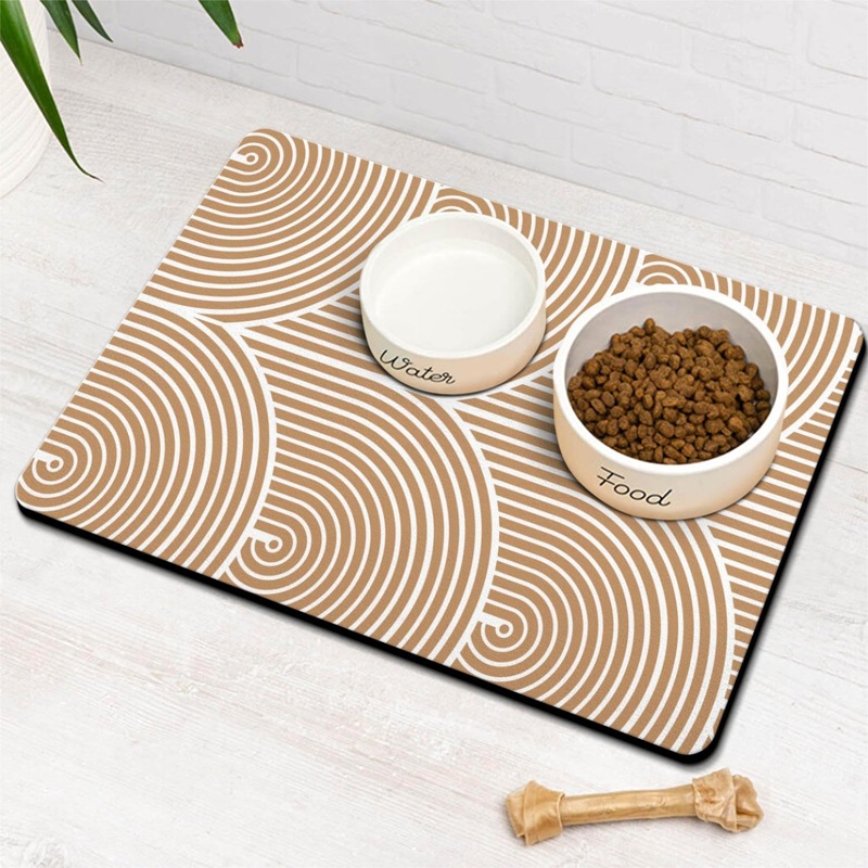 Dog Food Mats for Floors, Absorbent Quick Dry Pet Cat Food Mat, Dog Bowl Mats for Food and Water Dispenser Mat, Eco-Friendly Dog Accessories Pet Supplies 12″x20″ 12″x20″ 01-Tan