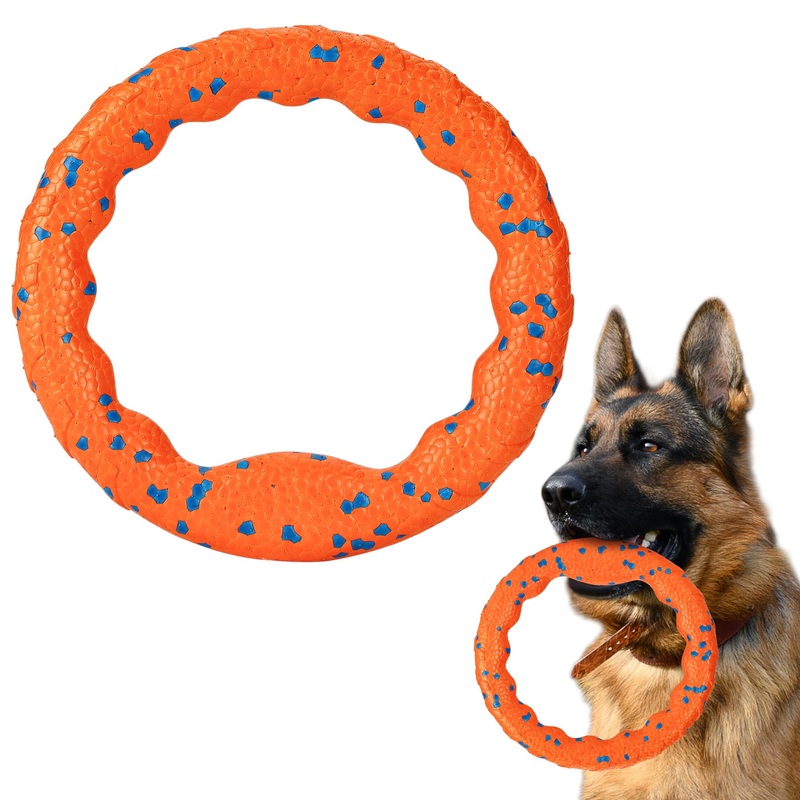 Dog Ring Toy, Tough Dog Toy, Dog Ring Chew Toy for Aggressive Chewers, Indestructible Dog Flying Discs for Throwing Catching, Water Floating Dog Training Ring for Medium Large Breeds, Orange Orange – 9 inches